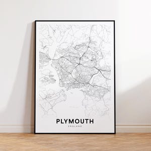 Mapa de la ciudad de Plymouth, impresión del mapa de Plymouth, póster minimalista del mapa de Plymouth, decoración del mapa de la ciudad, mapa imprimible, descarga instantánea