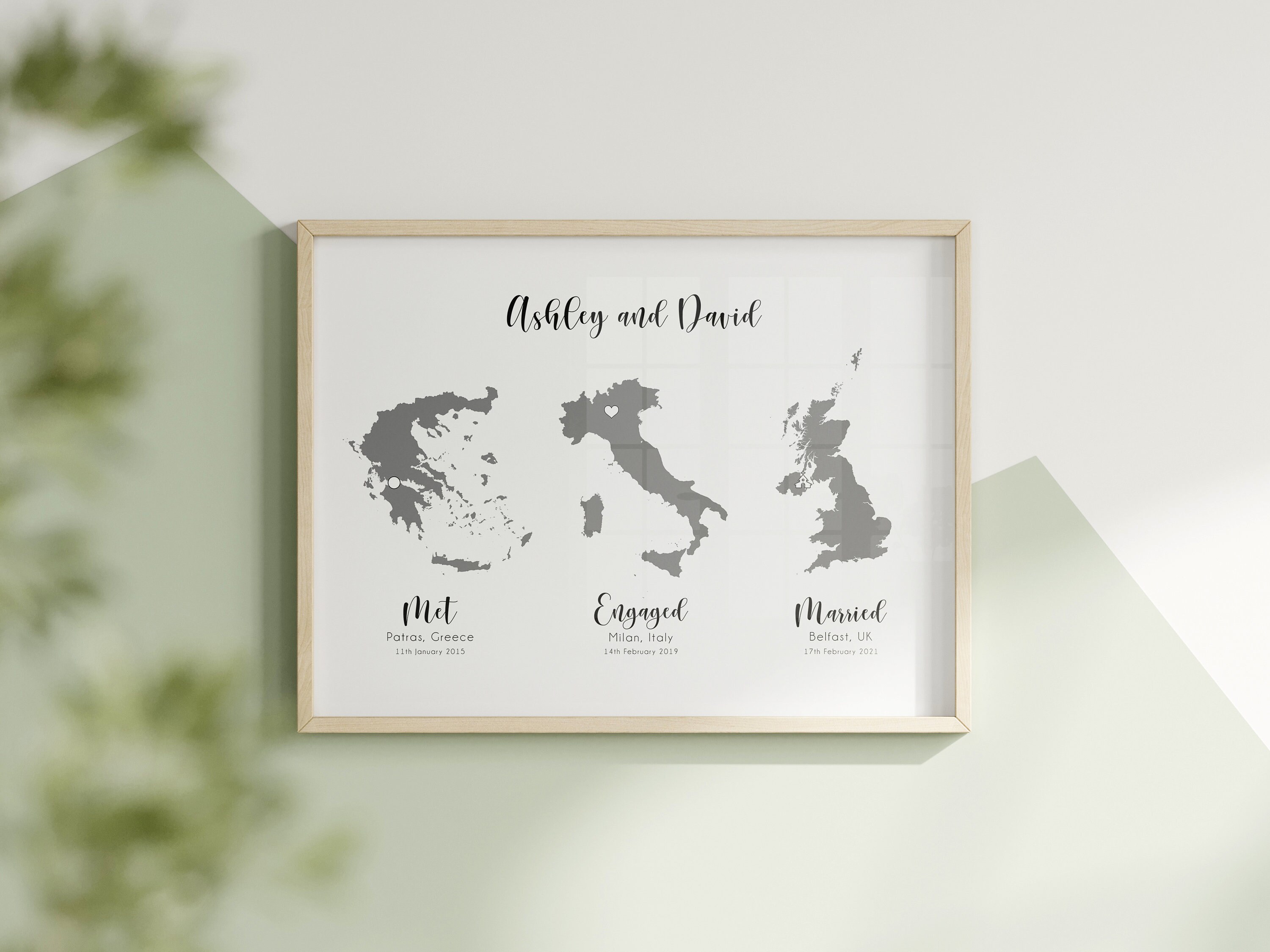 Custom State Map, Romantic Custom Map Print, Personalized Map ...