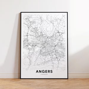 Angers Stadtplan, Angers Straßenkarte, Angers Frankreich moderne Karte Drucken, druckbare Stadt Karte, Dekoration, sofort-Download
