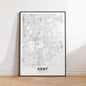 Kent stadskaart print, Kent stratenkaart poster, Washington kaartkunst, straten wegenkaart print, minimalistische stadsplattegrond, Office Wall Art