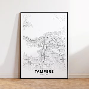 Tampere City Map, Tampere Street Map, Tampere Finland Modern Map Print, City Map Decor, Printable Wall Art, Instant Download