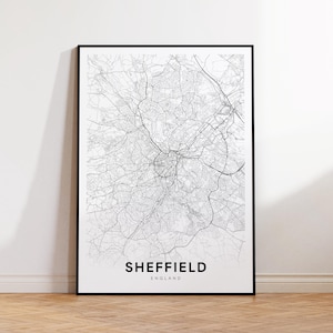 Sheffield Karte, Sheffield Karte Druck, Sheffield UK Minimalistische Karte Poster, Stadt Karte Dekor, druckbare Karte, sofort Download