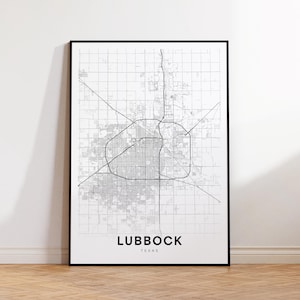 Lubbock City Map Print, Lubbock Street Map Poster, Texas Map Art, Street Road Map Print, Printable Wall Art, Office Wall Art