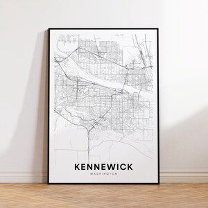 Kennewick-stadskaart afdrukken, Kennewick-stratenkaart-poster, Washington-kaartkunst, straten-wegenkaart afdrukken, minimalistische stadsplattegrond, woonkamerdecor