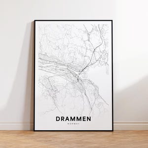 Drammen Map Print, Drammen City Map Poster, Street Map Art, moderne Wanddekoration, Geschenk für Sie/Ihn, Bürodekoration, druckbare Wandkunst
