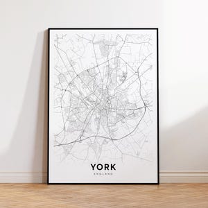York Karte, York Karte Druck, York England Karte Poster, Stadt Straße Straßenkarte Dekor, druckbare Karte, sofortiger Download