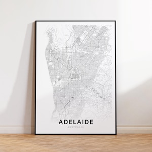 Adelaide City Map Print, Adelaide Street Map Poster, Australia Map Art, Street Road Map Print, Minimalist City Map, Living Room Decor