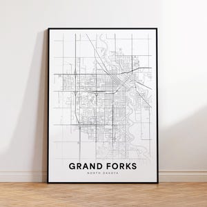 Grand Forks City Map Print, Grand Forks Street Map Poster, North Dakota Map Art, Street Road Map Print, Minimalist City Map, Office Decor