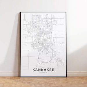 Kankakee City Karte Poster, Kankakee Street Karte Poster, Falls Sie die Landkarte benutzen, Straßen Karte Druck, druckbare Wandkunst, Wohnzimmer Dekor