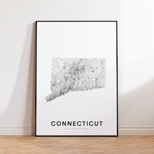 Connecticut State Map Print, Connecticut Map Poster, Printable Map of Connecticut USA, Minimalist CT Road Map Poster, Office Wall Decor