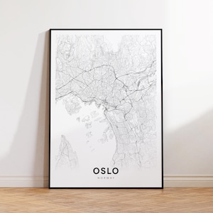 Oslo Karte Drucken, Oslo Karte Poster, Straßenkarte Kunst, moderne Wanddekoration, Geschenk für Sie/Ihn, Büro Dekoration, druckbare Wandkunst