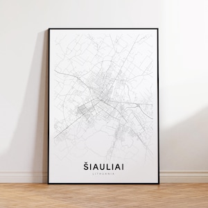Šiauliai Stadt Karte, Siauliai Karte Druck, Šiauliai Litauische moderne Karte Poster, Stadt Karte Dekor, schwarz-weiß Karte, Instant Download
