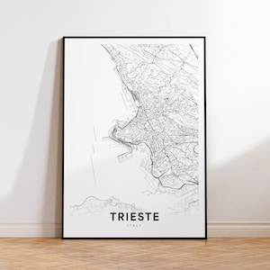 Mapa da cidade de Trieste, mapa de ruas de Trieste, impressão de mapa moderno da Itália de Trieste, decoração de mapa da cidade, arte de parede de escritório, arte de parede para impressão, download instantâneo