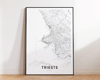 Trieste City Map, Trieste Street Map, Trieste Italy Modern Map Print, City Map Decor, Office Wall Art, Printable Wall Art, Instant Download