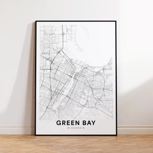 Green Bay City Karte Print, Green Bay Street Karte Poster, Wisconsin Karte Kunst, Street Road Karte Druck, druckbare Wandkunst, Schlafzimmerdekor