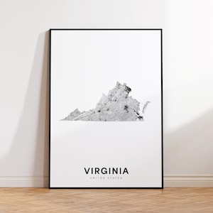 Virginia Map Print, Virginia State Map, Minimalist VA USA State Map Print Art, Virginia Gift, Printable Map Wall Art, Home Wall Decor