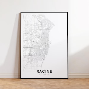 Racine City Karte Poster, Racine Street Karte, Wisconsin Karte Kunst, City Road Map Druck, druckbare Wandkunst, Geschenk für Freund, Home Decor