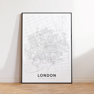 London City Map Print, London Street Map Poster, Ontario Map Decor, City Road Map Print, Printable Wall Art, Office Room Decor