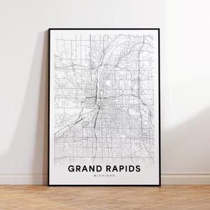 Grand Rapids City Map Poster, Grand Rapids MI Street Map, Michigan State Map, City Road Map Print, Printable Wall Art, Nursery Room Wall Art