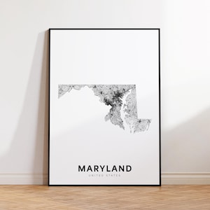 Maryland State Karte Druck, Maryland Karte Poster, druckbare Karte von Maryland Bereich, minimalistische MD Straßenkarte Poster, moderne Wandkunst, Kinderzimmerdekor