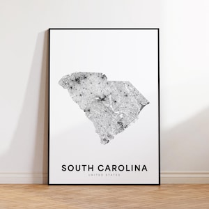 South Carolina Map Print, South Carolina State Map, Minimalist SC USA State Map Print Art, South Carolina Gift, Printable Map Wall Art