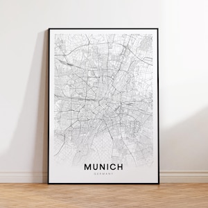 Munich City Map Printable Wall Art, Minimalist München Map Poster, Germany Travel Decor, Modern Wall Art, Unique Gift, Digital Download