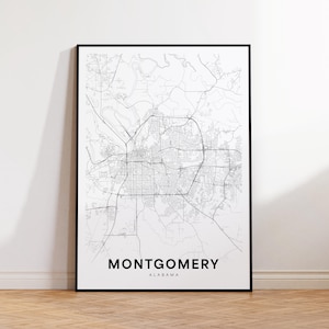 Montgomery City Map Poster, Montgomery AL Street Map, Alabama Karte Print, City Road Map Print, druckbare Wandkunst, Wohnzimmerdekor