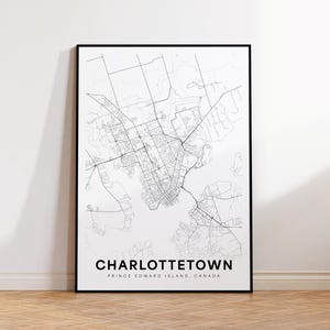 Charlottetown City Map Print, Charlottetown Street Map Poster, Prince Edward Island Map Decor, City Road Map Print, Printable Wall Art