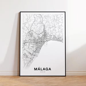 Malaga Stadt Karte, Málaga Spanien Wandkunst, Minimalistische Karte Druck, moderne Wanddekoration, Málaga Straßen Karte, Housewarming Geschenk, sofortiger Download