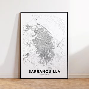 Barranquilla City Map Print, Barranquilla City Map Poster, Colombia Map Art, Black and White Map, Minimalist City Map, Digital Download
