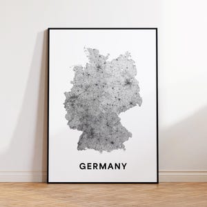 Deutschland Karte Druck, Deutschland Straßenkarte Poster, Bundesrepublik Deutschland Karte, Deutschland Land Karte Kunst, druckbare Wandkunst, Haus-Büro Dekor