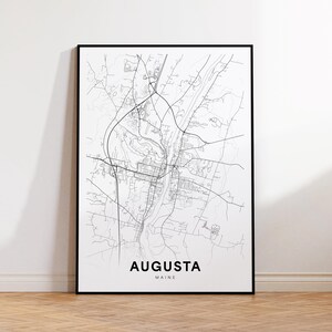Augusta City Map Print, Augusta Street Map Poster, Maine Map Art, Street Road Map Print, Printable Wall Art, Wall Office Decor