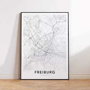 Mapa da cidade de Freiburg, mapa de rua de Freiburg, impressão de mapa da Alemanha de Freiburg, decoração de mapa da cidade, mapa de Freiburg, arte de parede para impressão, download instantâneo