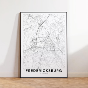 Fredericksburg City Map Print, Fredericksburg Street Map Poster, Virginia Map Art, Street Road Map Print, Printable Wall Art, Bedroom Decor