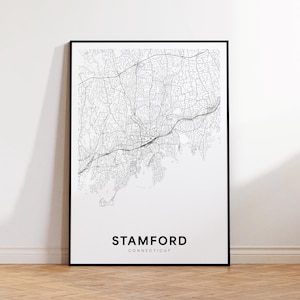 Stamford City Map Print, Stamford Street Map Poster, Connecticut Map Art, Street Road Map Print, Minimalist City Map, Living Room Decor
