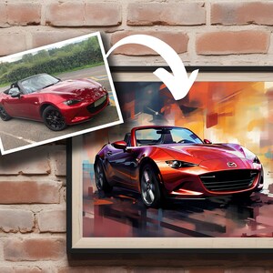Abstract Car Art - Custom Car Painting from Photo, Car Lovers Gift
