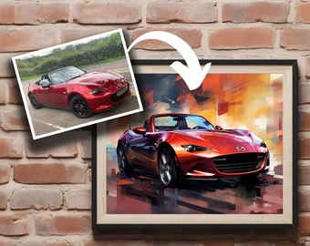 Abstract Car Art - Custom Car Painting from Photo, Car Lovers Gift
