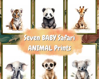 Safari wall art, Baby animals prints, Cute safari animals, sitting, Jungle Animal prints, Safari nursery print, Nursery wall art, baby room