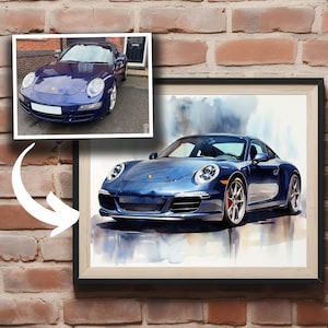 Watercolour Car Art - Custom Car Painting from Photo, Car Lovers Gift