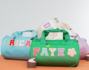 Personalized Kids Duffle Bag: Sewn Chenille Patches, Dance, Sport, Travel
