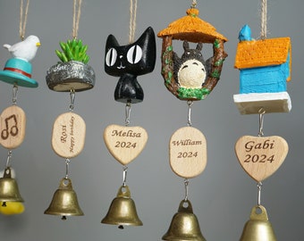 Carillons éoliens personnalisés en forme de cloche, personnalité romantique, cadeau commémoratif, style japonais, décoration de porte de maison en résine, cadeau pour maison neuve
