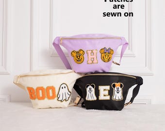 Personalized Halloween Fanny Pack with Chenille Patches - Kids & Adult Nylon Waist Bag