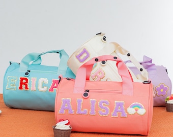 Bolsa de viaje infantil personalizada: chenilla cosida con letras, impermeable