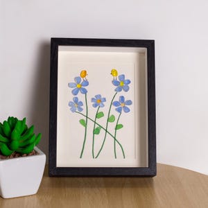 Forget Me Not Flower Birds Sea Glass Art Framed,Sea Glass Wall Art,Home Decor,Best Friend Gift,Unique Seaglass Present,Christmas Gifts