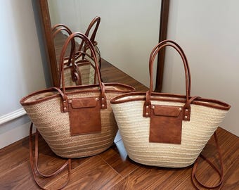 Handmade Summer Beach Basket, Bohemian Shoulder Bag,Woven Straw Tote Bag