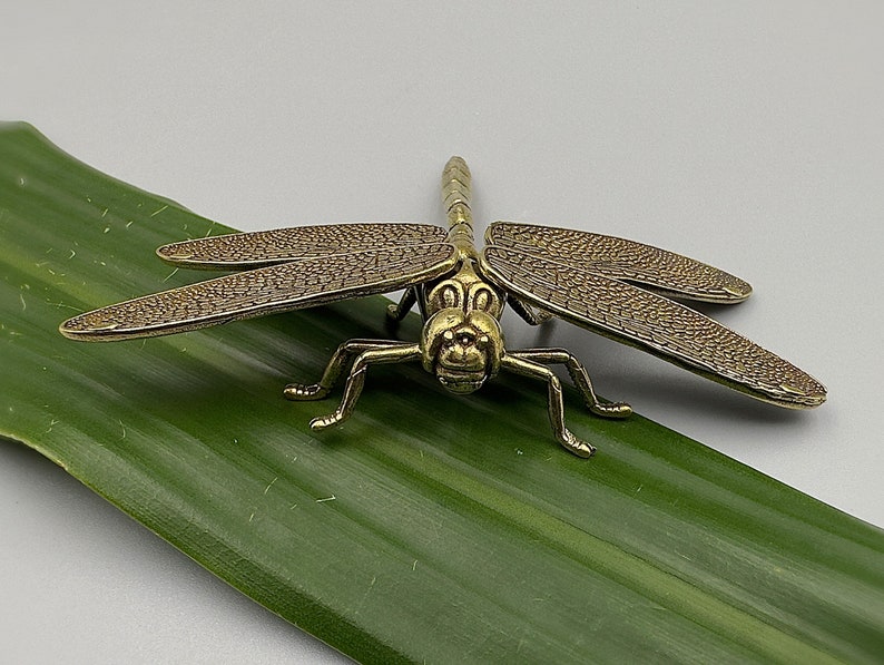 Beautifully Brass Dragonfly Statue Ornaments, wings are removable, Antique Insects Copper Statue,Home decoration Gift ,Dragonfly Toy Bronze