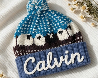 Custom Name Sheep Beanie | Handmade Wool Knit Hat | Personalized Sheep Winter Beanie | Gift for Her Him