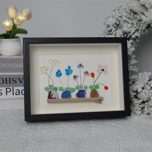 Original Sea Glass Flowers Picture,Handmade Sea Glass Wall Art ,Unique Seaglass Present,Sea Glass Art , Birthday Christmas Gifts