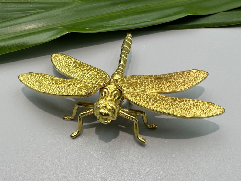 Beautifully Brass Dragonfly Statue Ornaments, wings are removable, Antique Insects Copper Statue,Home decoration Gift ,Dragonfly Toy Gold