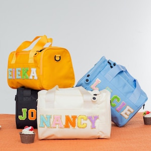 Personalisierte wasserdichte Duffle Dance Bag, genähte Chenille Letter Sporttasche für Kinder, benutzerdefinierter Name Kinderreisetasche Weekender Bag Gym Bag